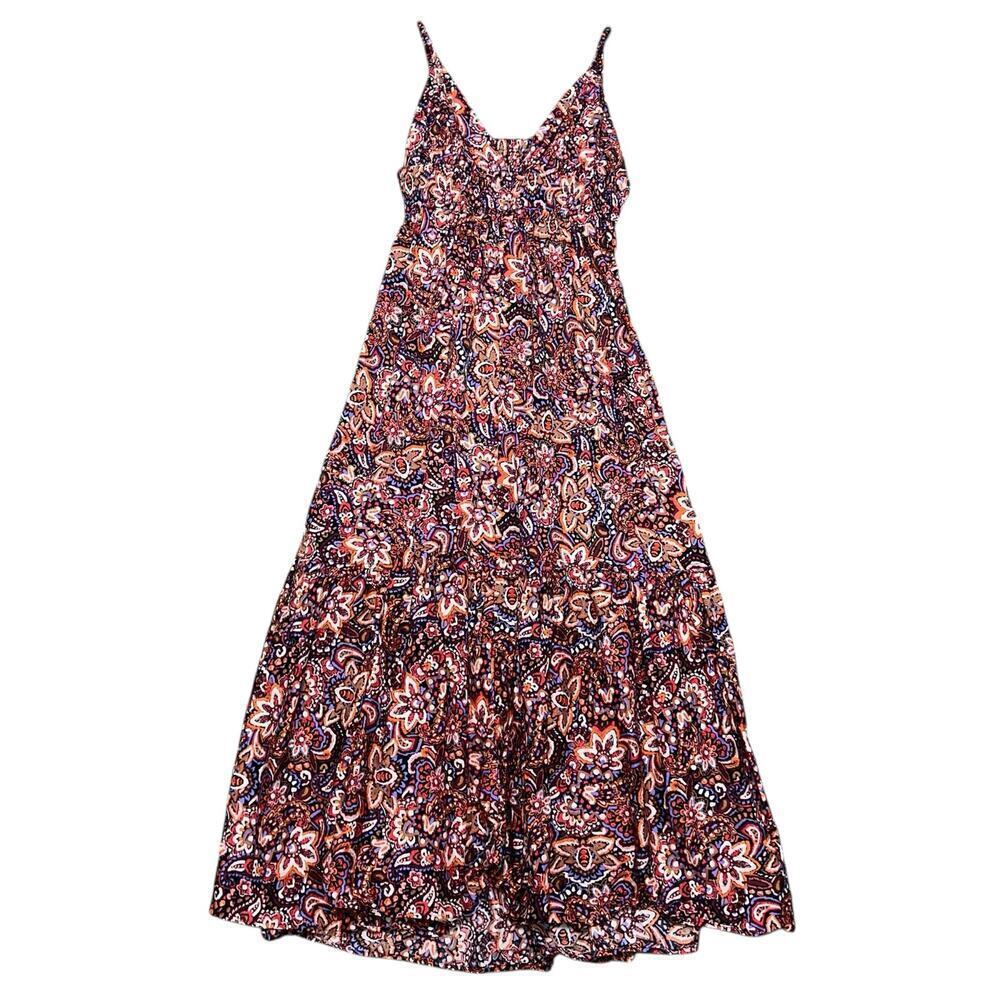 JASON WU Floral Halter Cut Out Back Tiered Maxi Dress Size L